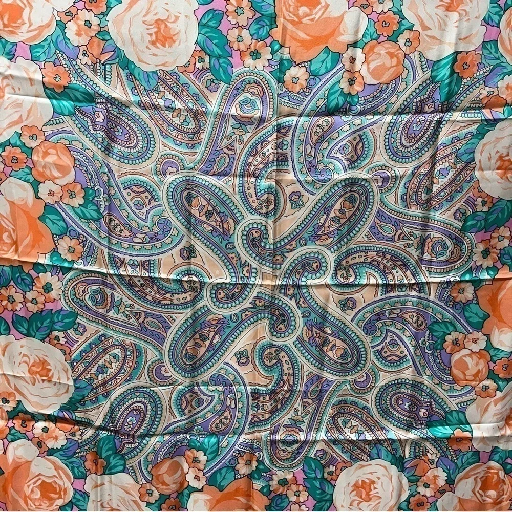 Silk Pink Paisley Floral Scarf